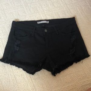 Black Distressed Jean Shorts